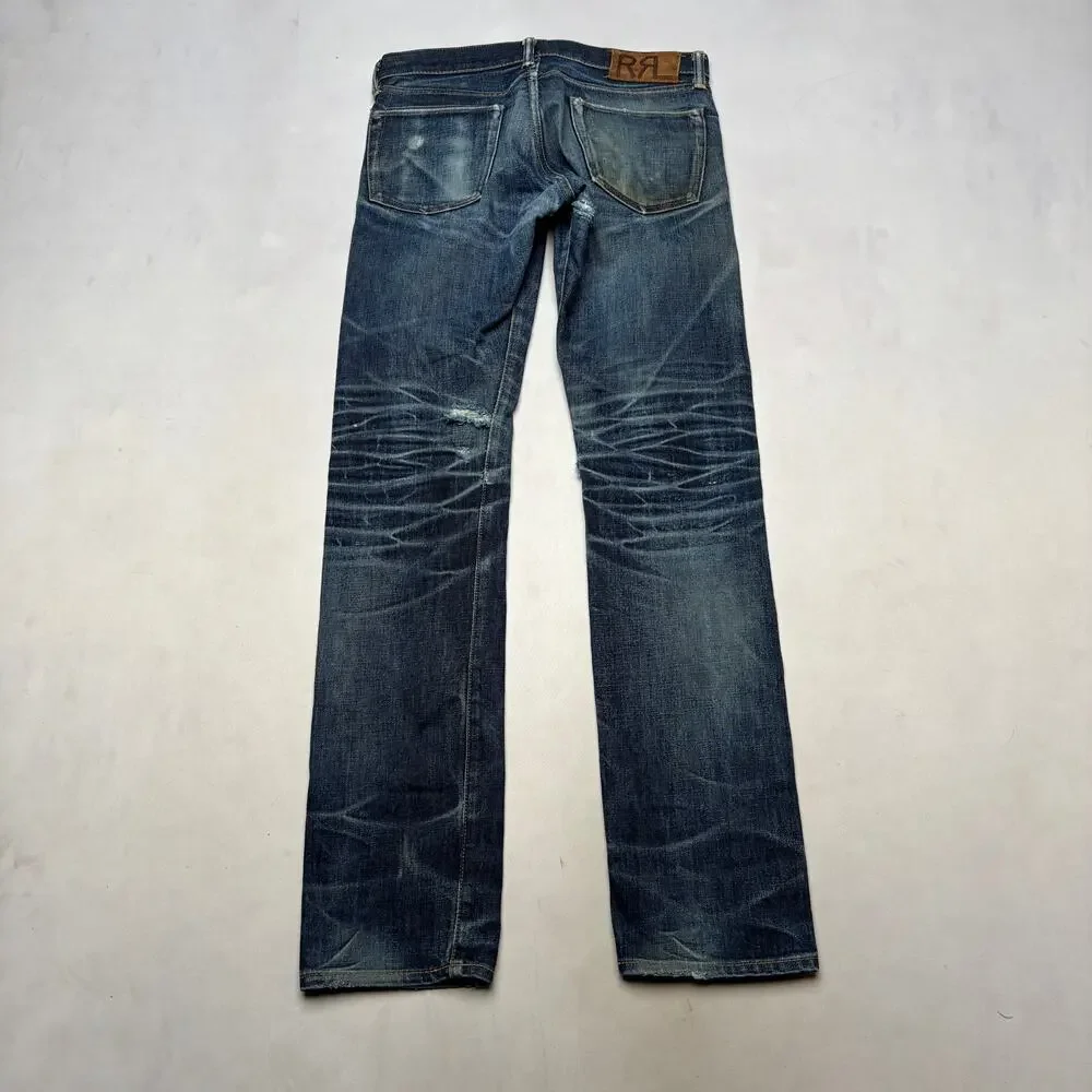 RRL Double RL Slim Fit Japan Woven Selvedge Denim Jeans Men's 29x32 Whiskering